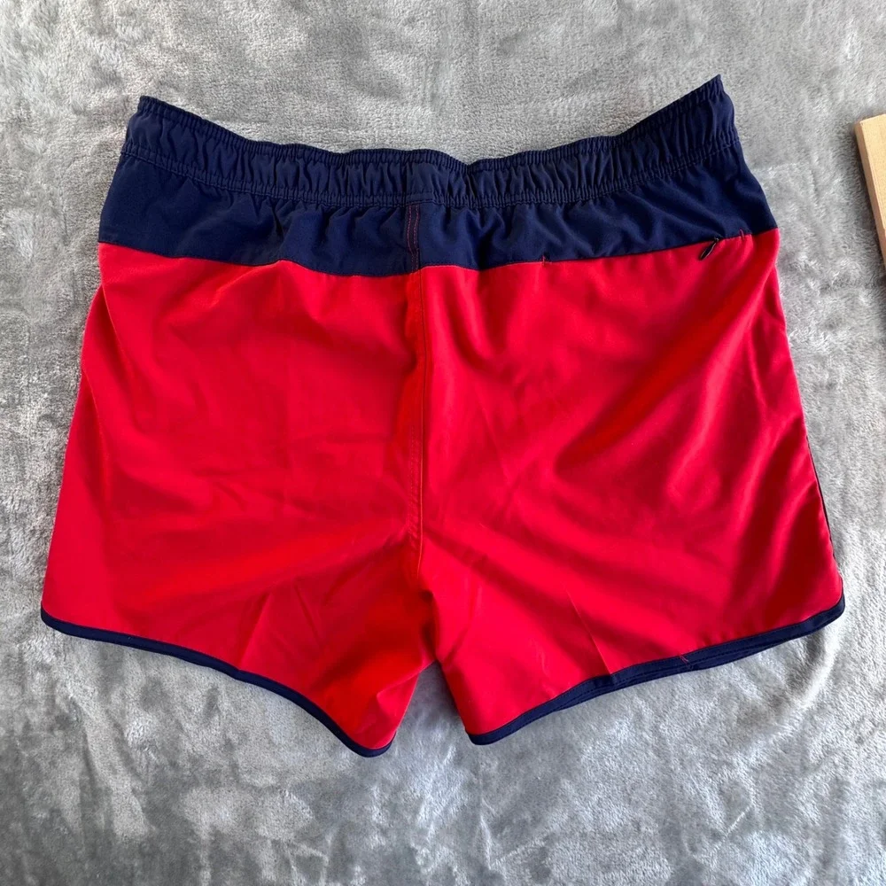 Speedo Running Shorts Mens L Red Blue‎ Retro Split Hem Mesh Lined 5